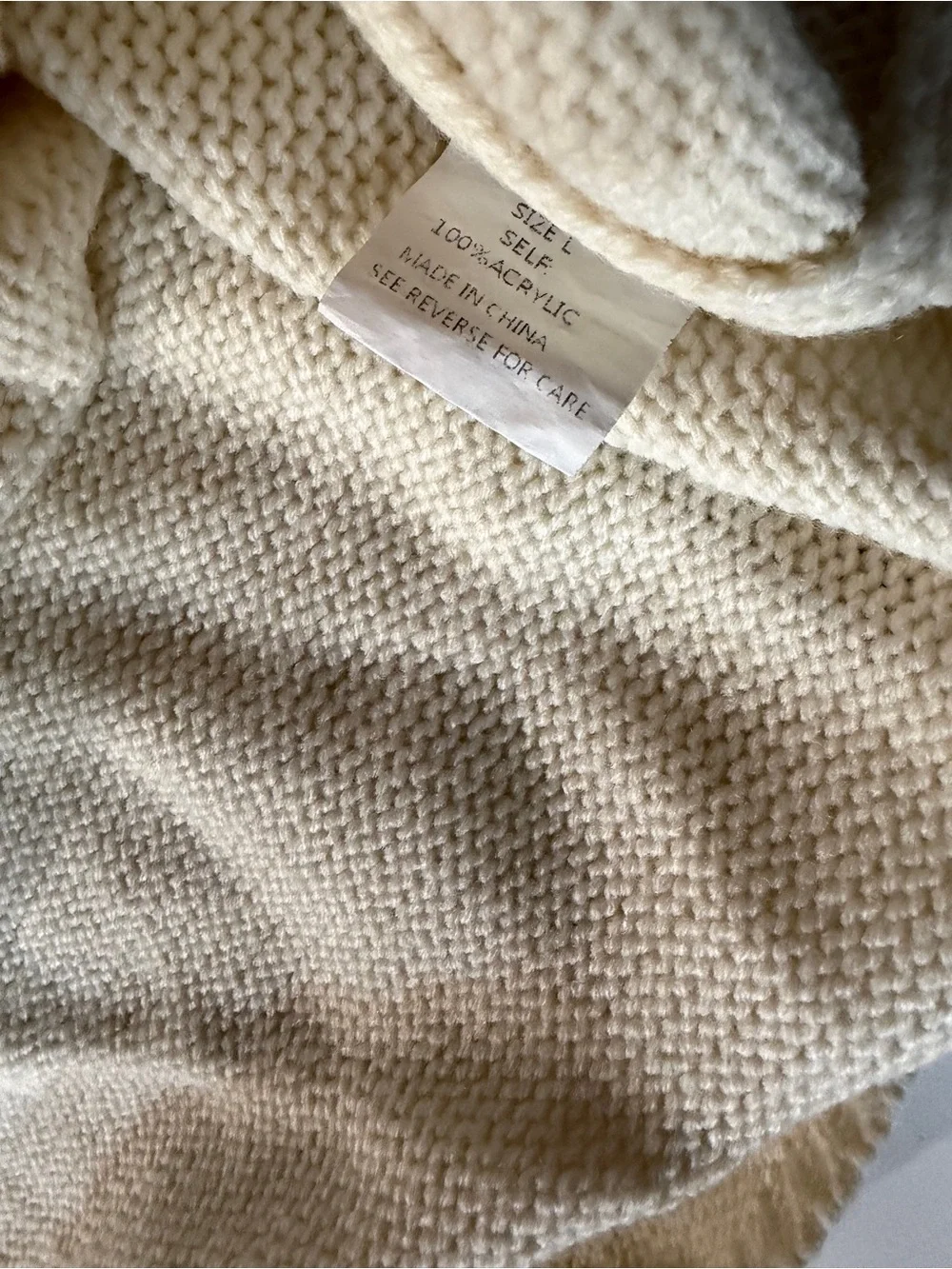 Love + Harmony Ivory Knit Sweater Vest Blue Whipstitch Trim Sz L